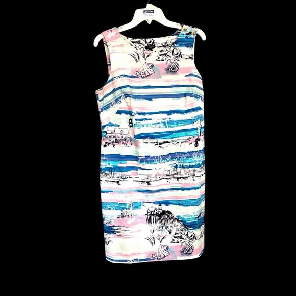 TALBOTS | Women’s Seaside Harbor Sheath Dress 100% Cotton Size 10P Nautical - Picture 4 of 17